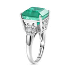 D'Joy Emeraldine Triplet Quartz & White Zircon Solitaire Ring in Rhodium Overlay Sterling Silver 10.00 Ct._8516979_3