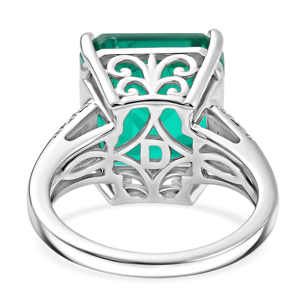 D'Joy Emeraldine Triplet Quartz & White Zircon Solitaire Ring in Rhodium Overlay Sterling Silver 10.00 Ct._8516979_4