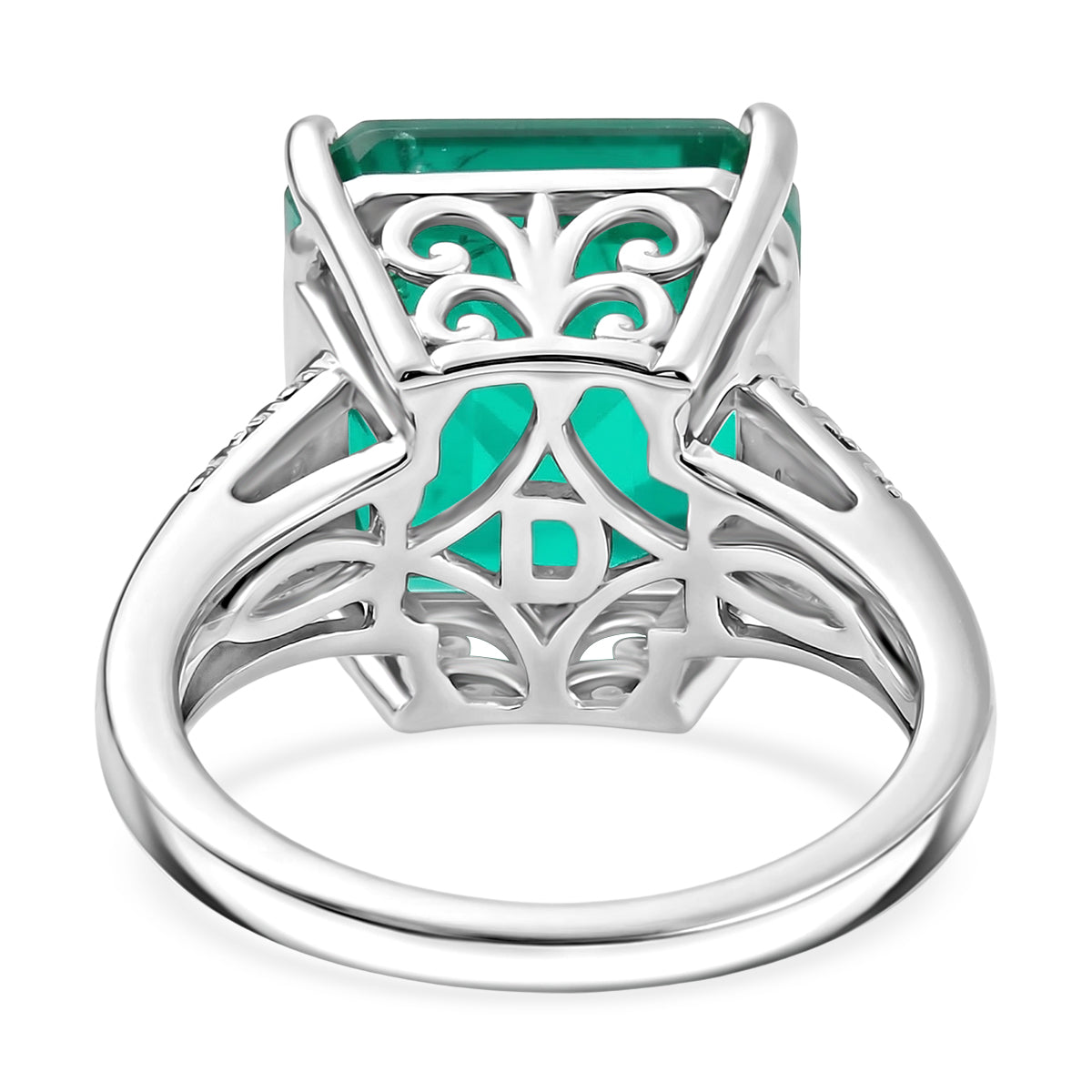 D'Joy Emeraldine Triplet Quartz &amp; White Zircon Ring in Rhodium Overlay Sterling Silver 10.00 Ct. V32524171 5