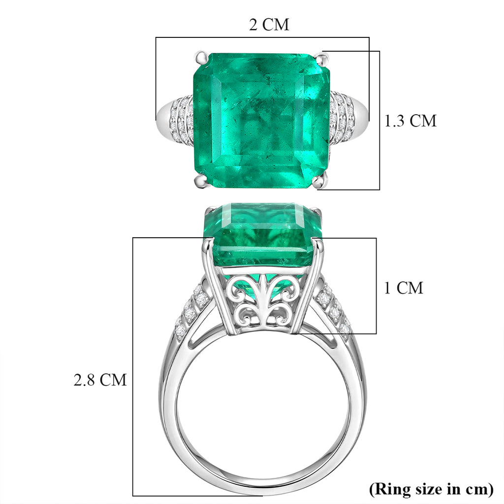 D'Joy Emeraldine Triplet Quartz & White Zircon Solitaire Ring in Rhodium Overlay Sterling Silver 10.00 Ct._8516979_5