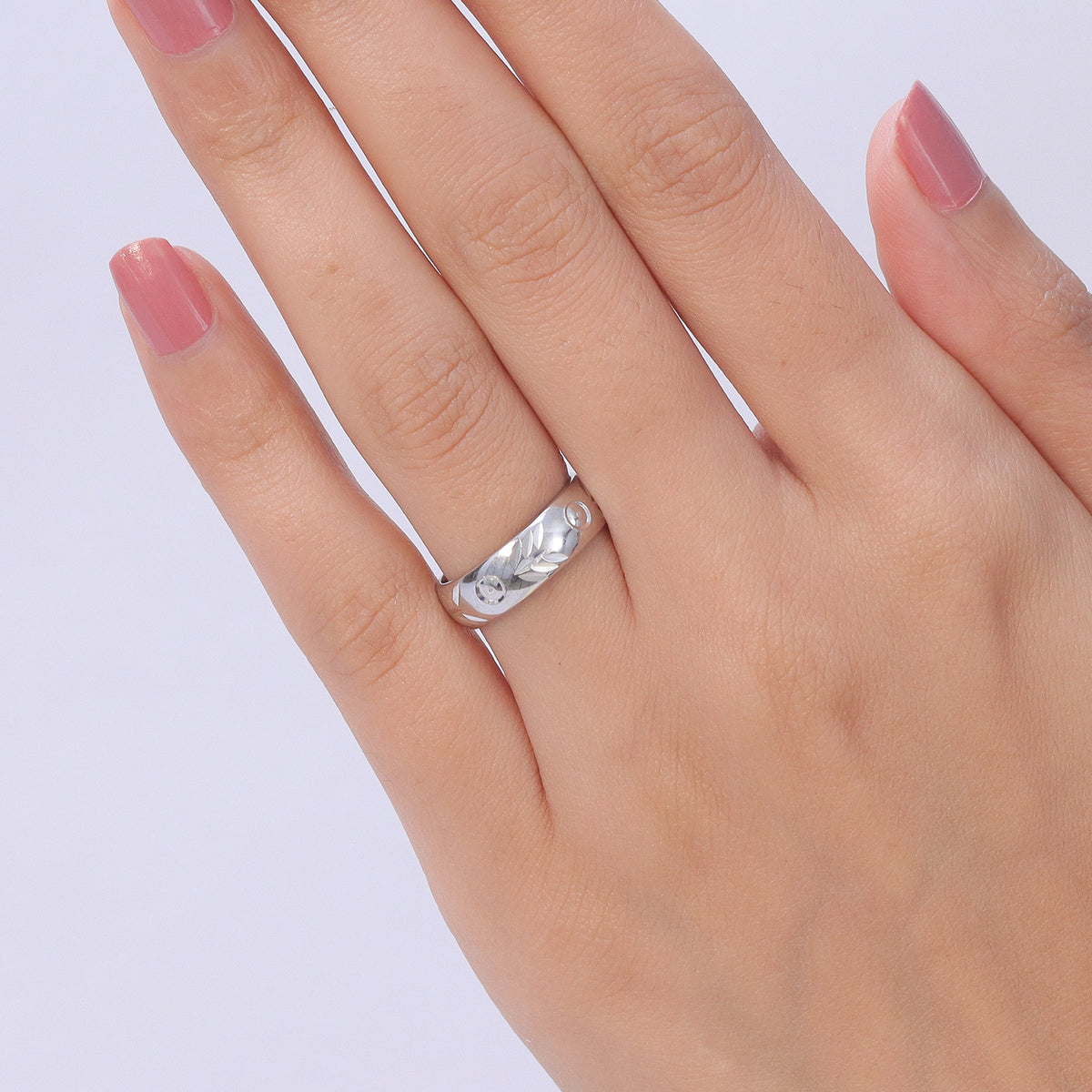 Platinum Overlay Sterling Silver Band Ring V32516580 2