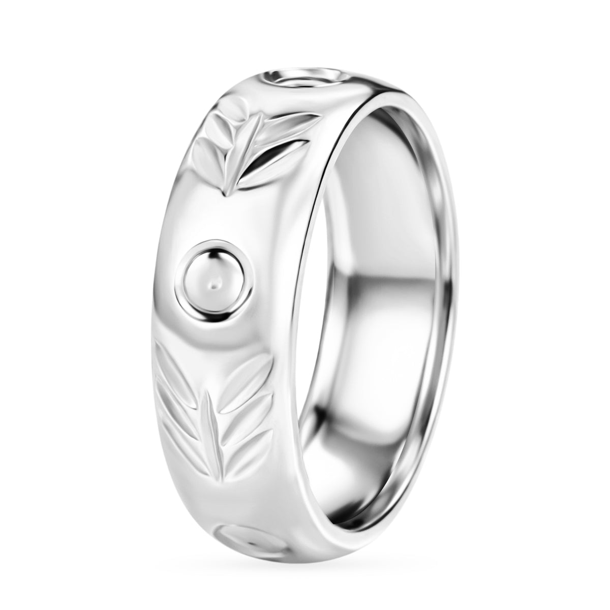 Platinum Overlay Sterling Silver Band Ring V32516580 4
