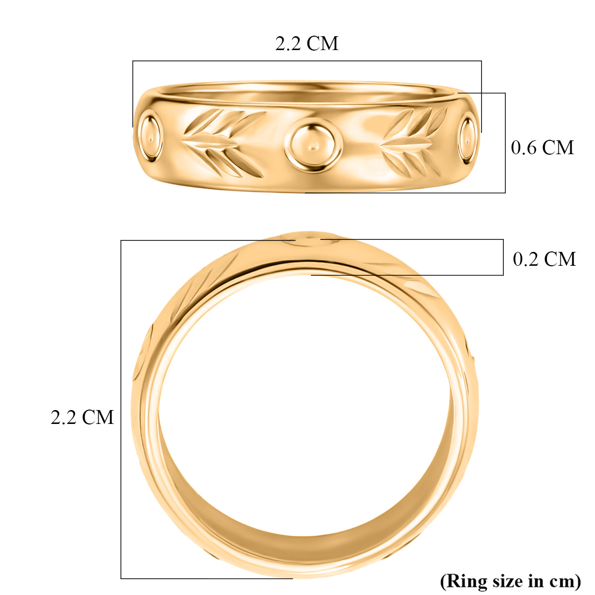 Yellow Gold Plated Sterling Silver Band Ring V32535851 6