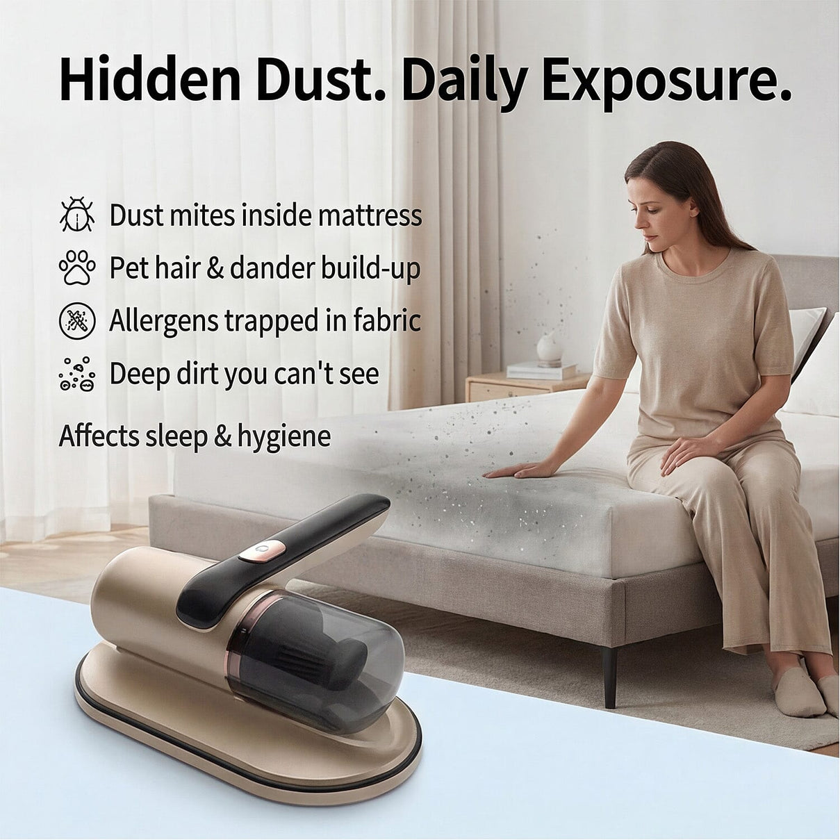 UV Protected Hand Held Wireless Mattress Bed Vacuum 8517215 1