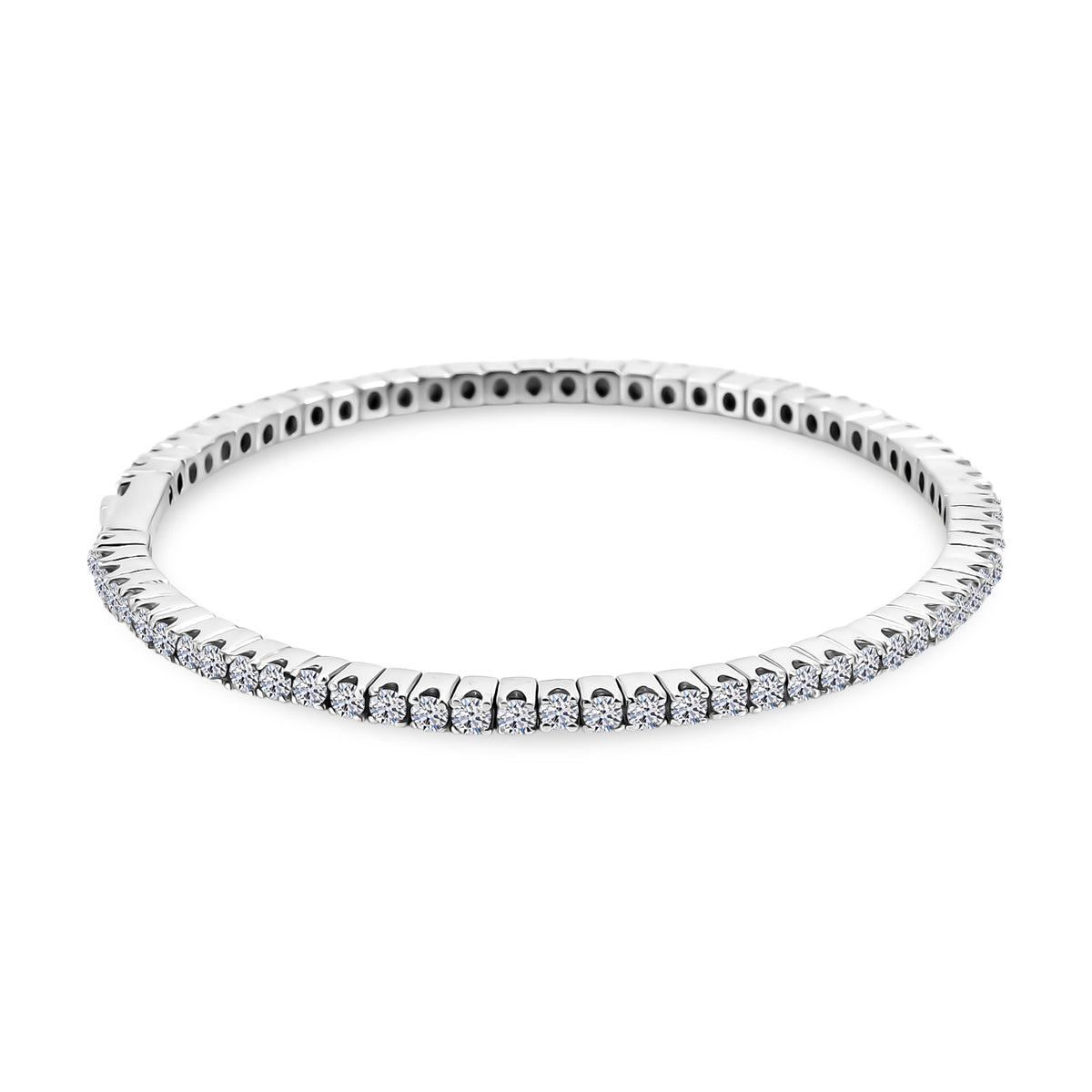 First Time Ever- Lab Grown Diamond VS-SI/GH Bangle (Size - 7.5) in Rhodium Overlay Sterling Silver 4.30 Ct 8517442 4