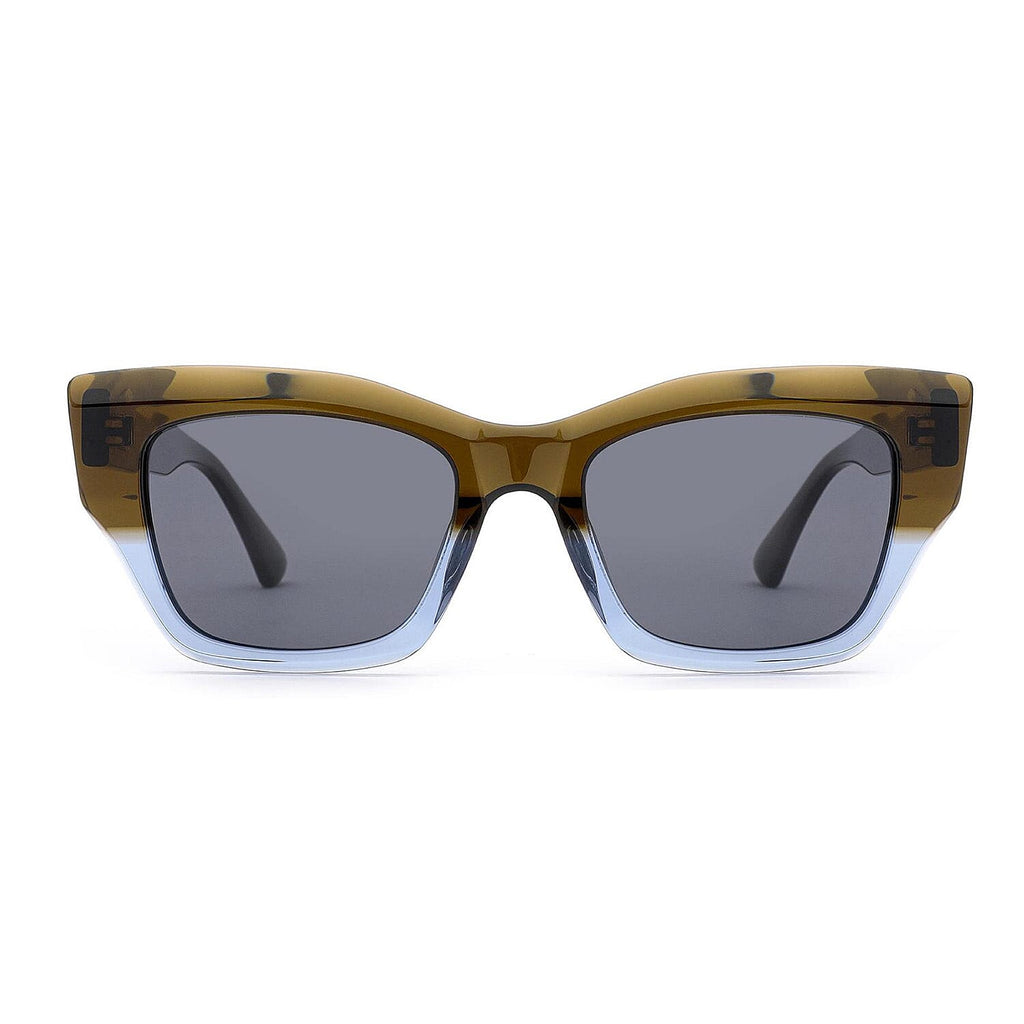 Soho Square Toronto-C2 Square Sunglasses - Brown Tortoiseshell & Blue Gradient Acetate Frames with Grey Polarised Lenses_8518416