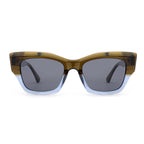 Soho Square Toronto-C2 Square Sunglasses - Brown Tortoiseshell & Blue Gradient Acetate Frames with Grey Polarised Lenses_8518416