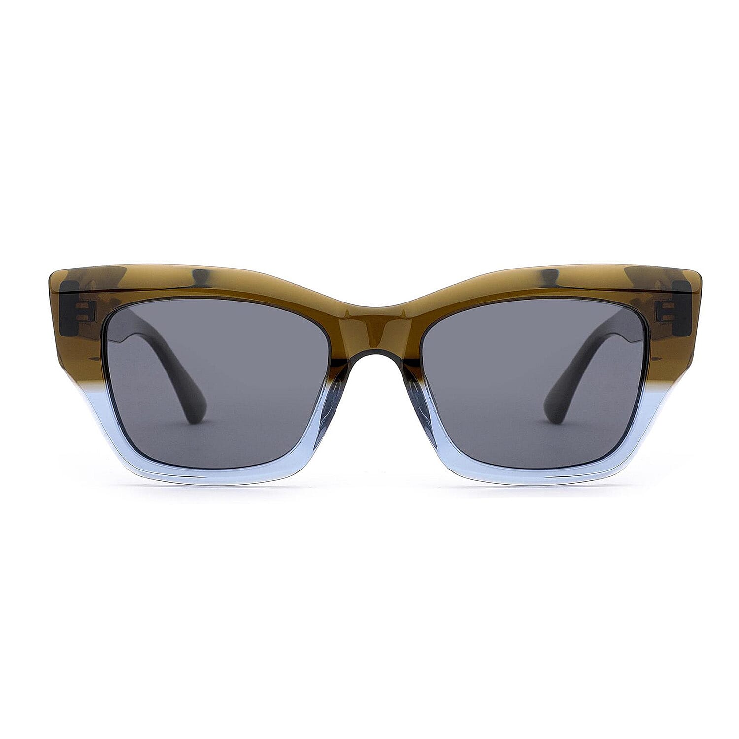Soho Square Toronto-C2 Square Sunglasses - Brown Tortoiseshell &amp; Blue Gradient Acetate Frames with Grey Polarised Lenses V32526312 0