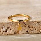 Sterling Silver Vermeil Star Band Ring with 9K Gold Charm_8518520_2