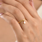 Sterling Silver Vermeil Star Band Ring with 9K Gold Charm_8518526_1