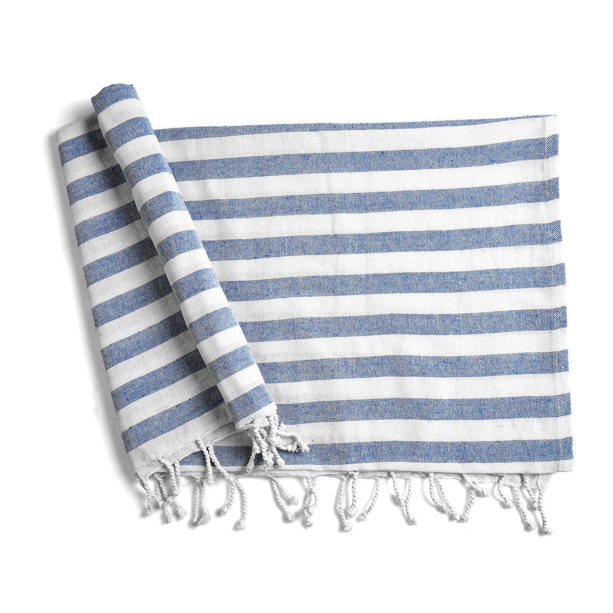 Livmore 100% Cotton Fouta Beach Striped Throw with Fringes (90 x 170 cm) - Navy 8518560 0