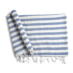 Livmore 100% Cotton Fouta Beach Striped Throw with Fringes (90 x 170 cm) - Navy_8518560
