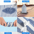 Livmore 100% Cotton Fouta Beach Striped Throw with Fringes (90 x 170 cm) - Navy_8518560_3