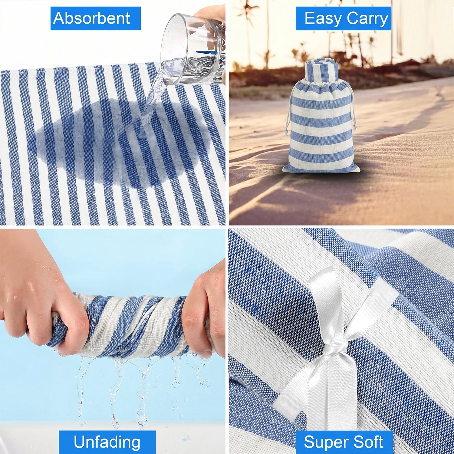 Livmore 100% Cotton Fouta Beach Striped Throw with Fringes (90 x 170 cm) - Navy 8518560 4