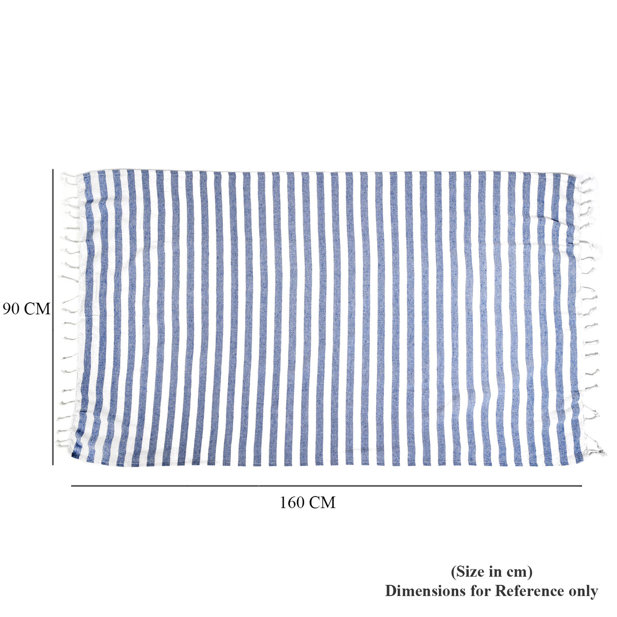 Livmore 100% Cotton Fouta Beach Striped Throw with Fringes (90 x 170 cm) - Navy 8518560 6