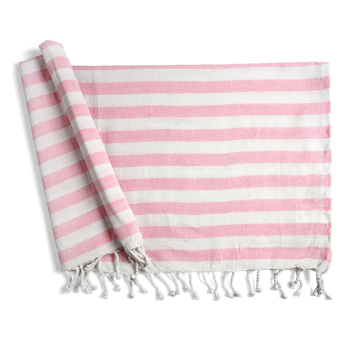 Livmore 100% Cotton Fouta Beach Striped Towel with Fringes (90 x 170 cm) - Pink V32513814 0