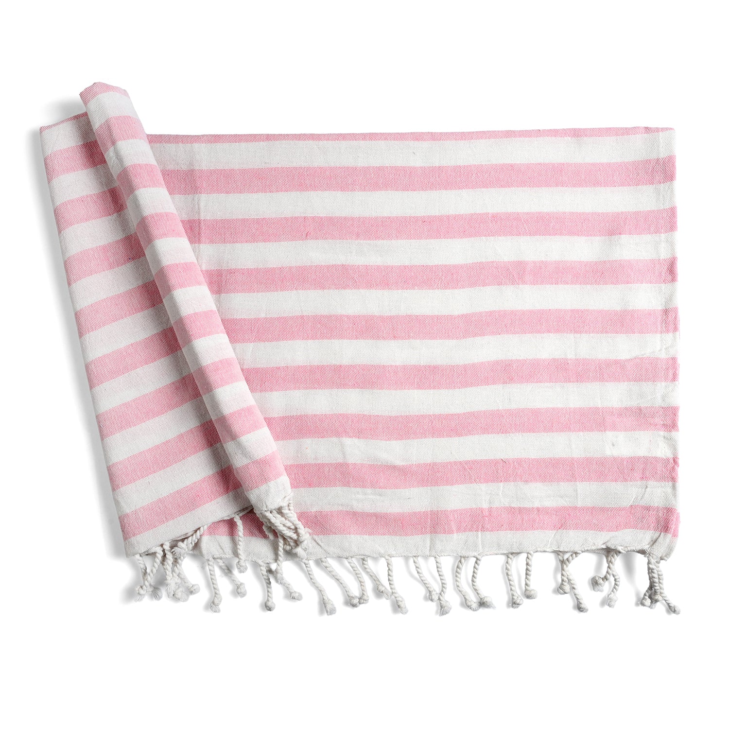 Livmore 100% Cotton Fouta Beach Striped Towel with Fringes (90 x 170 cm) - Pink V32513814 0