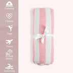 Livmore 100% Cotton Fouta Beach Striped Towel with Fringes (90 x 170 cm) - Pink_8518561_4