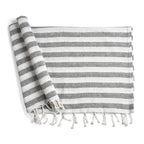 Livmore 100% Cotton Fouta Beach Striped Throw with Fringes (90 x 170 cm) - Grey_8518562