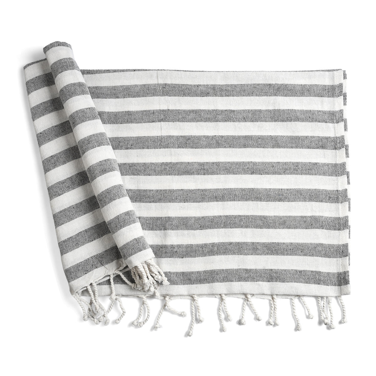 Livmore 100% Cotton Fouta Beach Striped Throw with Fringes (90 x 170 cm) - Grey V32513035 0