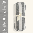Livmore 100% Cotton Fouta Beach Striped Throw with Fringes (90 x 170 cm) - Grey_8518562_4
