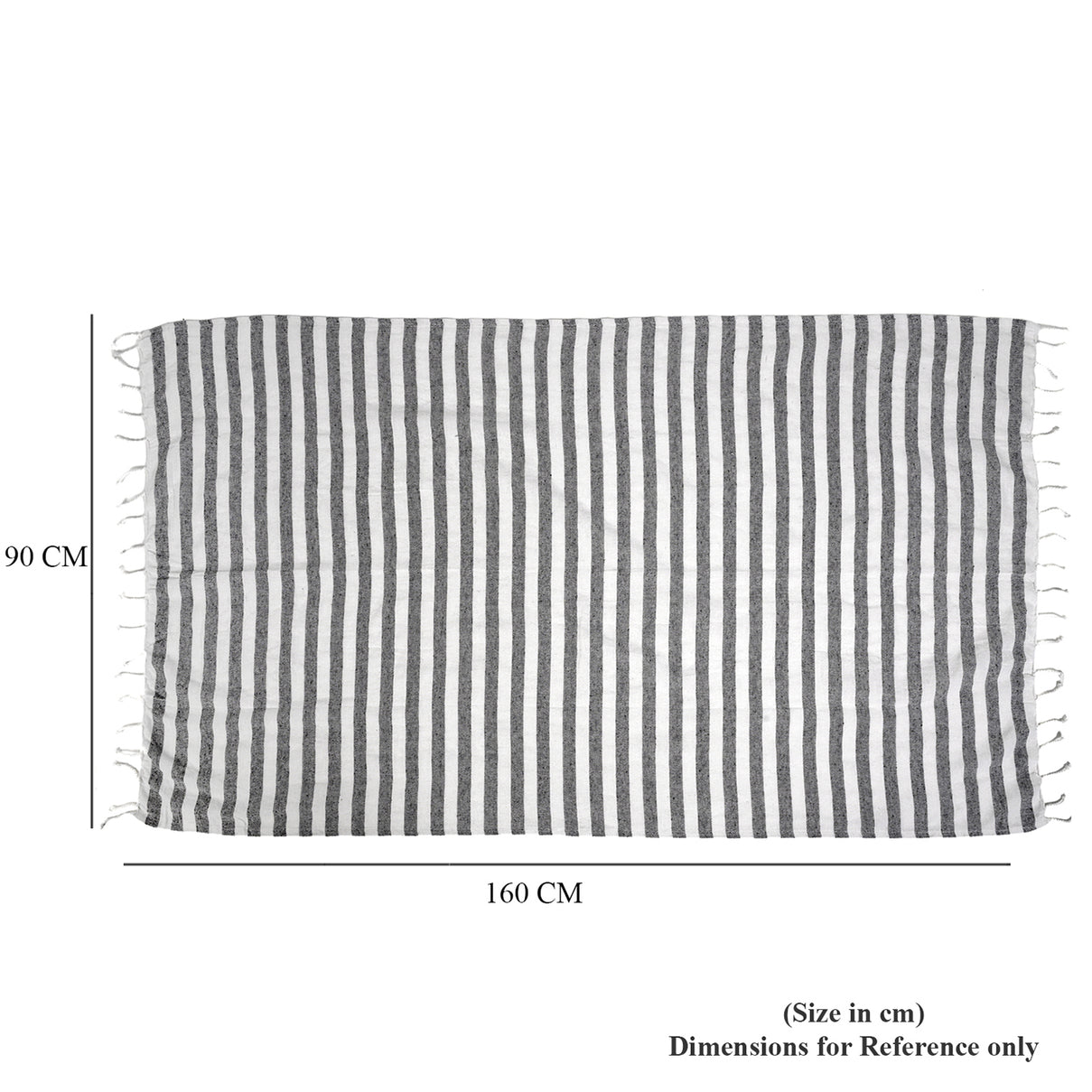 Livmore 100% Cotton Fouta Beach Striped Throw with Fringes (90 x 170 cm) - Grey V32513035 6