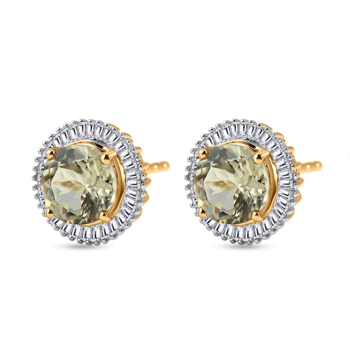 9K Yellow Gold AAA Turkizite &amp; Natural Diamond Halo Push Post Earring 2.81 Ct 8518632 0