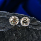 Live From Vegas - 9K Yellow Gold AAA Turkizite & Natural Diamond Halo Push Post Earring 2.81 Ct_8518632_2