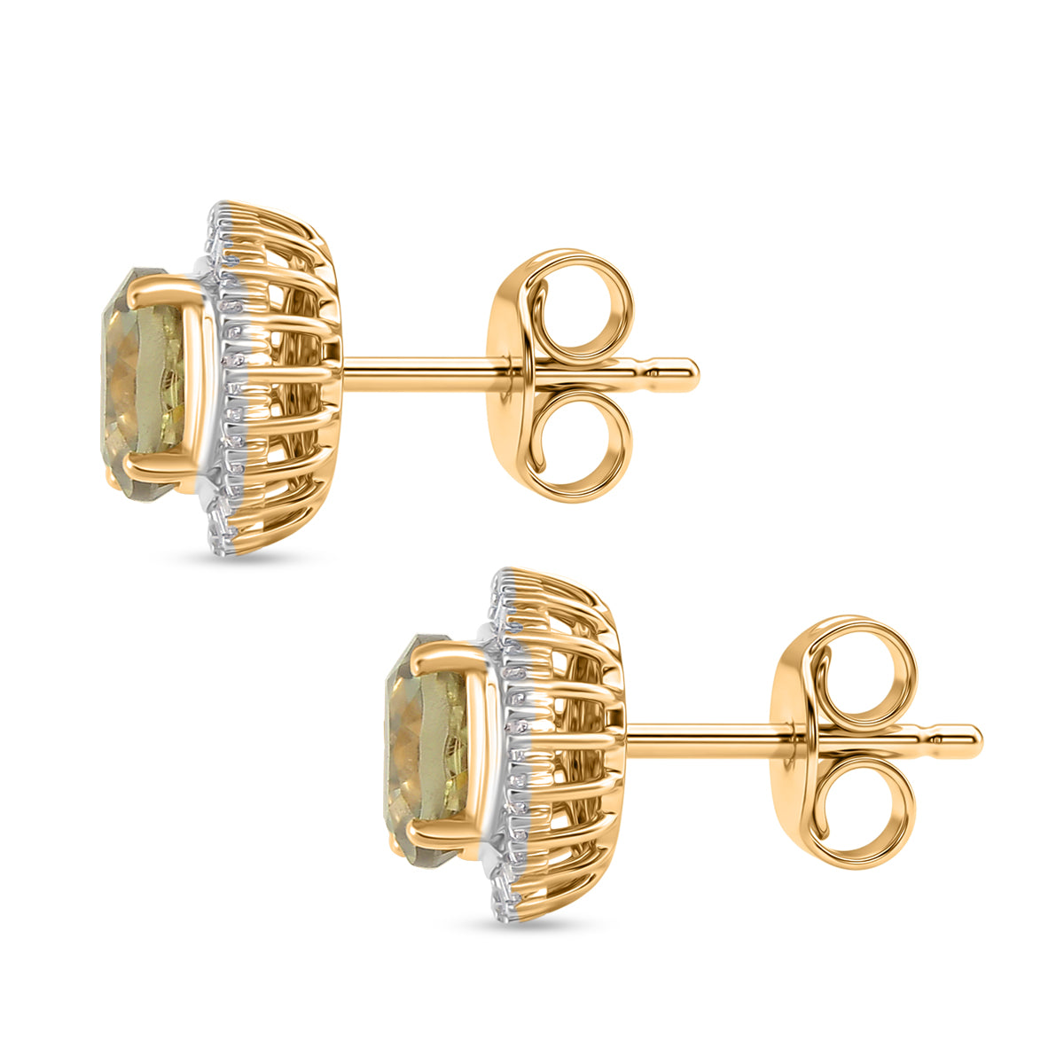 9K Yellow Gold AAA Turkizite &amp; Natural Diamond Halo Push Post Earring 2.81 Ct 8518632 4