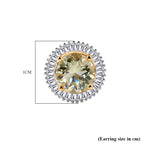 Live From Vegas - 9K Yellow Gold AAA Turkizite & Natural Diamond Halo Push Post Earring 2.81 Ct_8518632_4