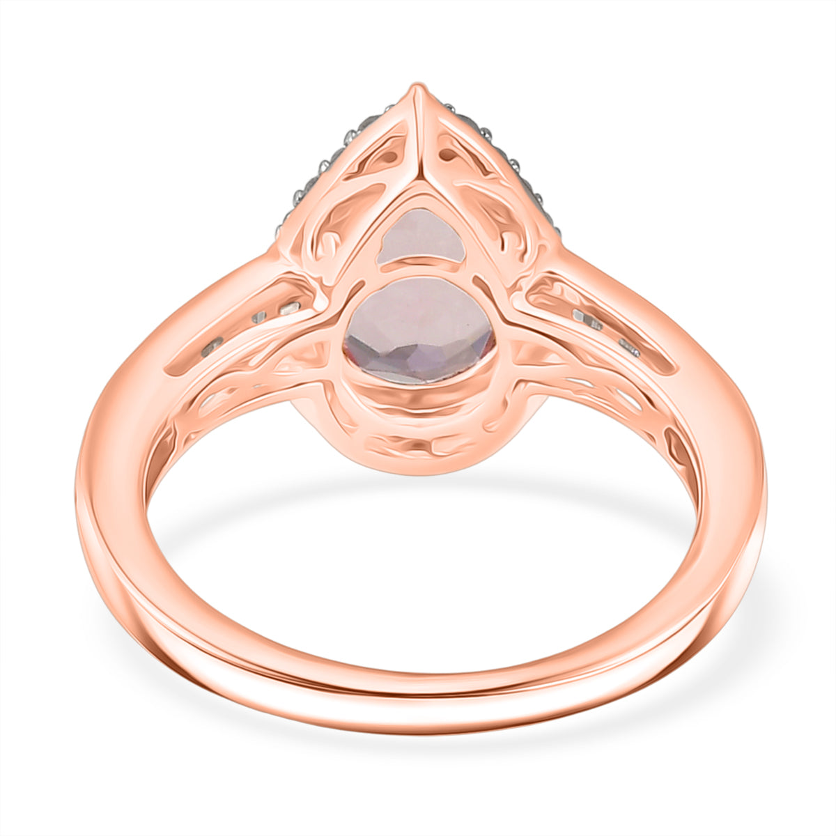 Tony Diniz Collection- Palmeiras AAA Pink Morganite, Natural Diamond Pear Halo Ring in 14K Rose Gold 2.05 Ct. V32521403 5