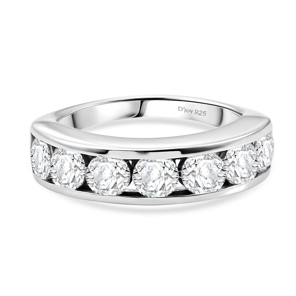 D'Joy - Moissanite Half Eternity Band Ring in Platinum Overlay Sterling Silver 1.65 Ct._8518762