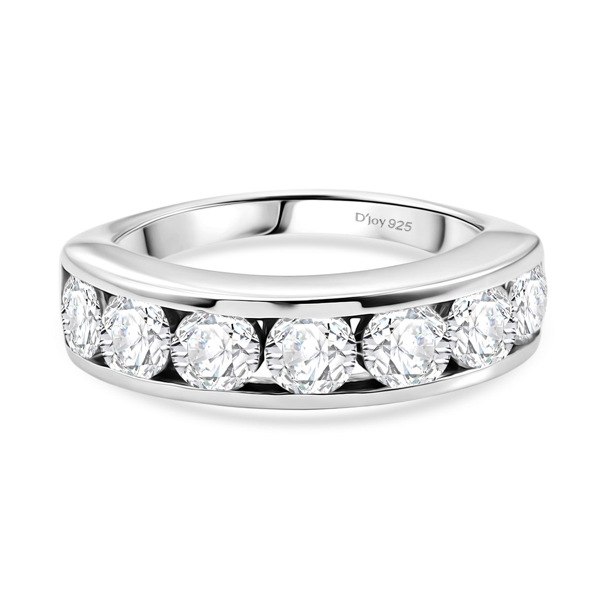 D'Joy - Moissanite Half Eternity Band Ring in Platinum Overlay Sterling Silver 1.65 Ct. 8518762 0