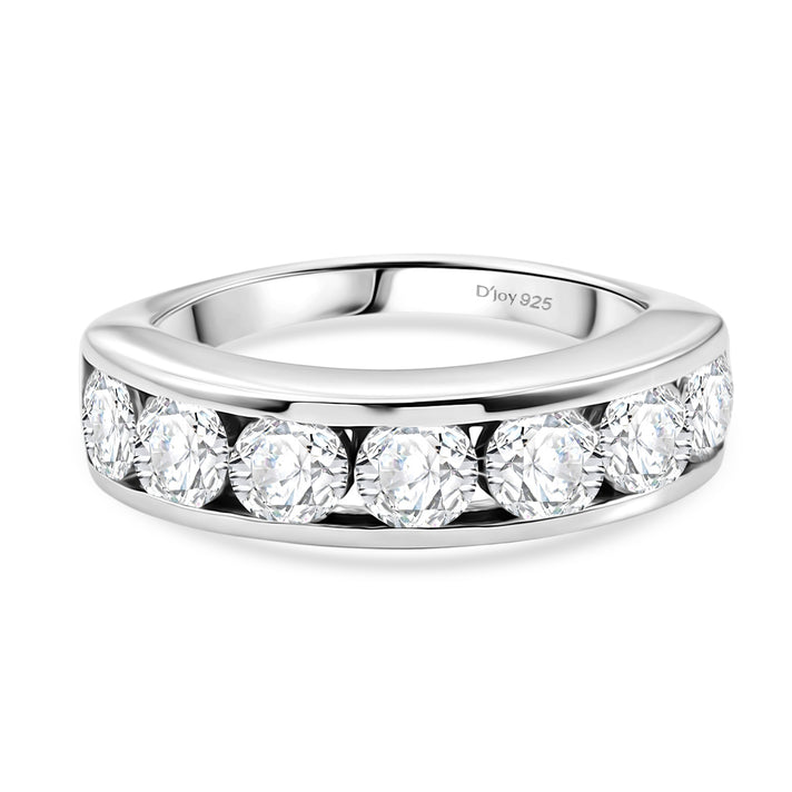D'Joy - Moissanite Half Eternity Band Ring in Platinum Overlay Sterling Silver 1.65 Ct. 8518762 1