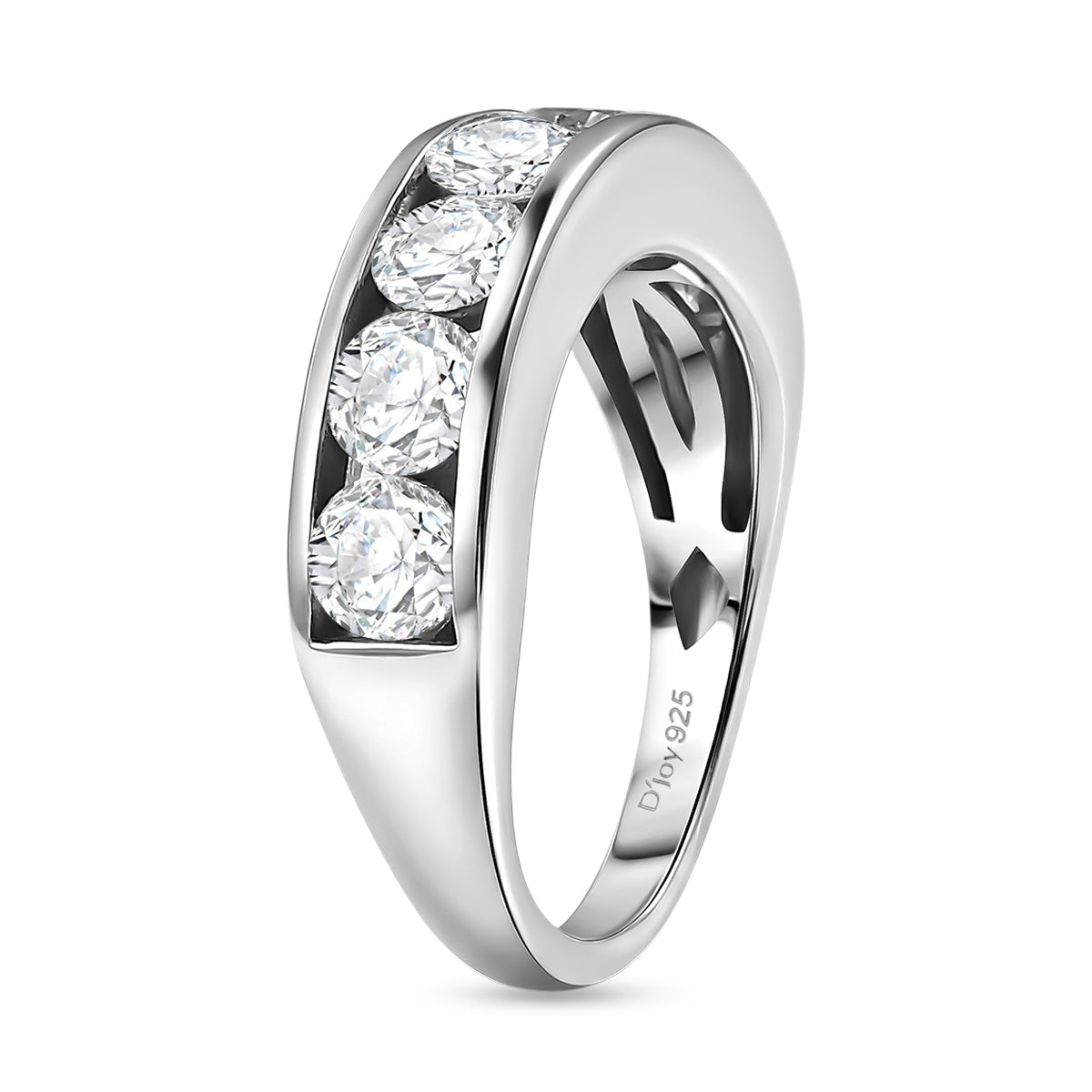 D'Joy - Moissanite Half Eternity Band Ring in Platinum Overlay Sterling Silver 1.65 Ct. 8518762 4