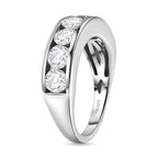 D'Joy - Moissanite Half Eternity Band Ring in Platinum Overlay Sterling Silver 1.65 Ct._8518762_3