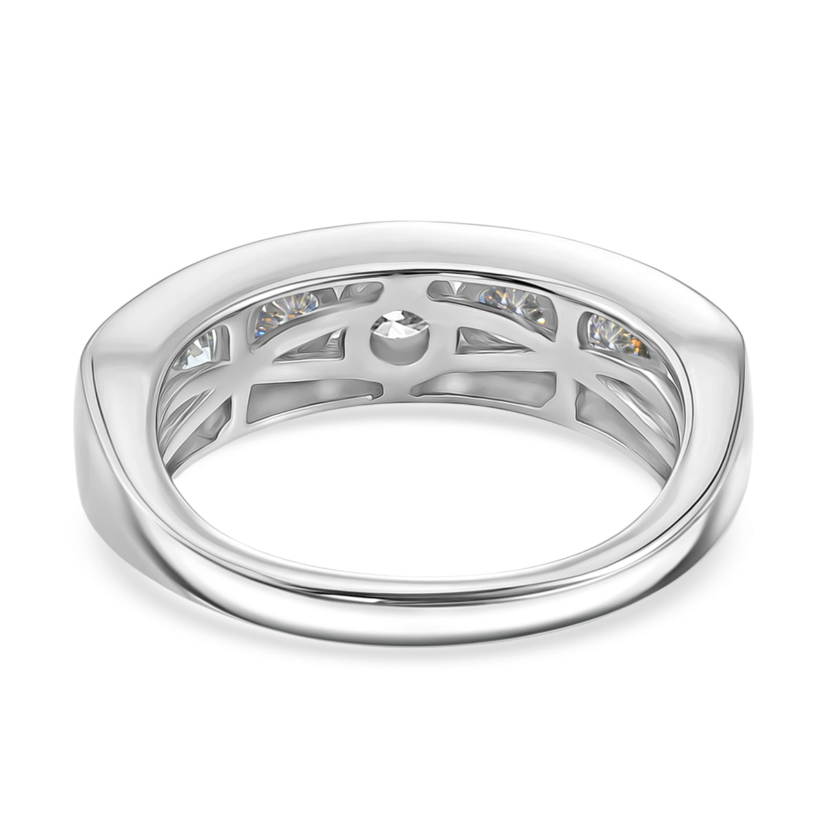 D'Joy - Moissanite Half Eternity Band Ring in Platinum Overlay Sterling Silver 1.65 Ct. 8518762 5