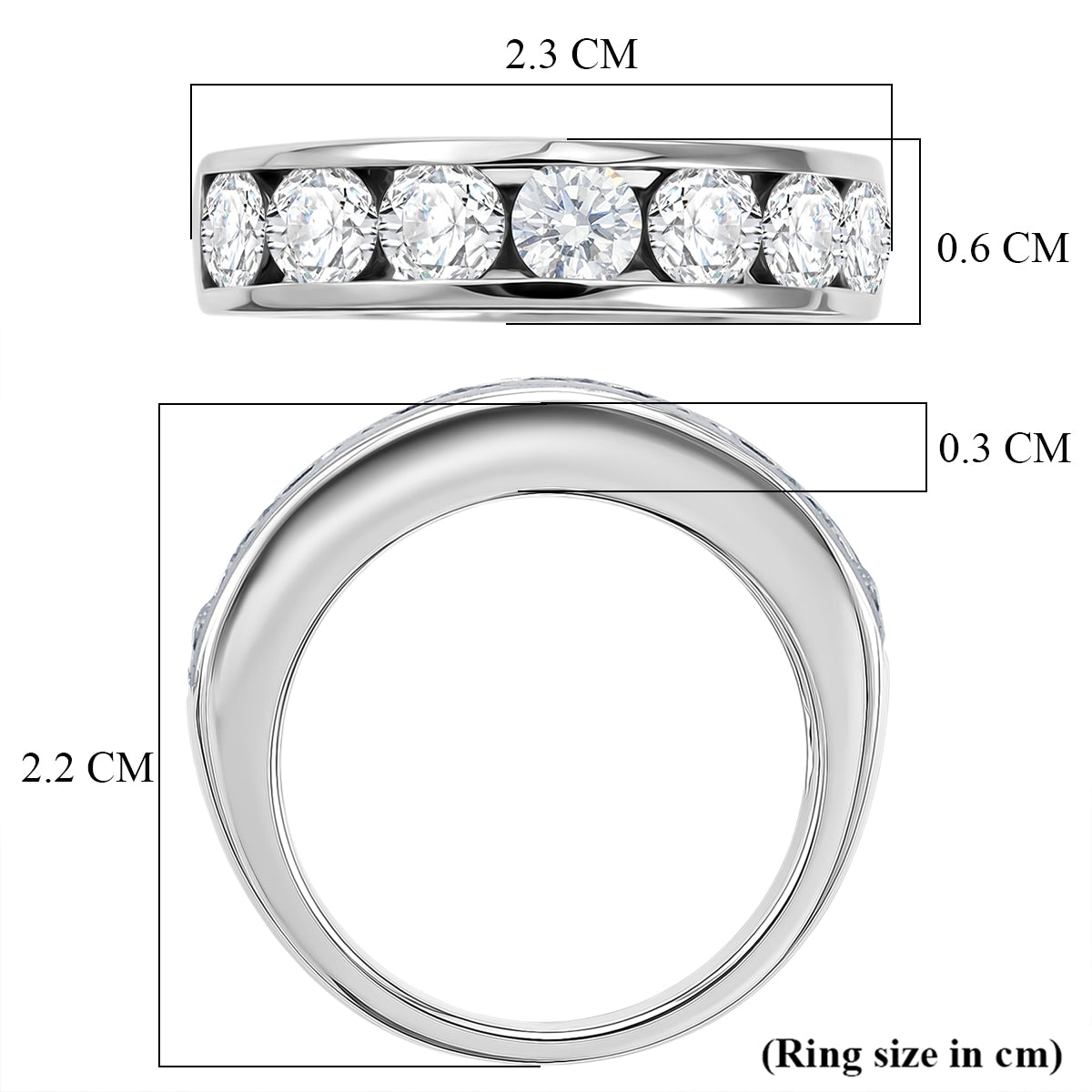 D'Joy - Moissanite Half Eternity Band Ring in Platinum Overlay Sterling Silver 1.65 Ct. 8518762 6