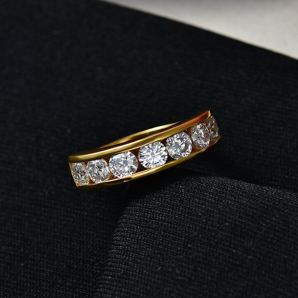 D'Joy Moissanite Half Eternity Band Ring in Yellow Gold Plated Sterling Silver 1.65 Ct._8518771_2