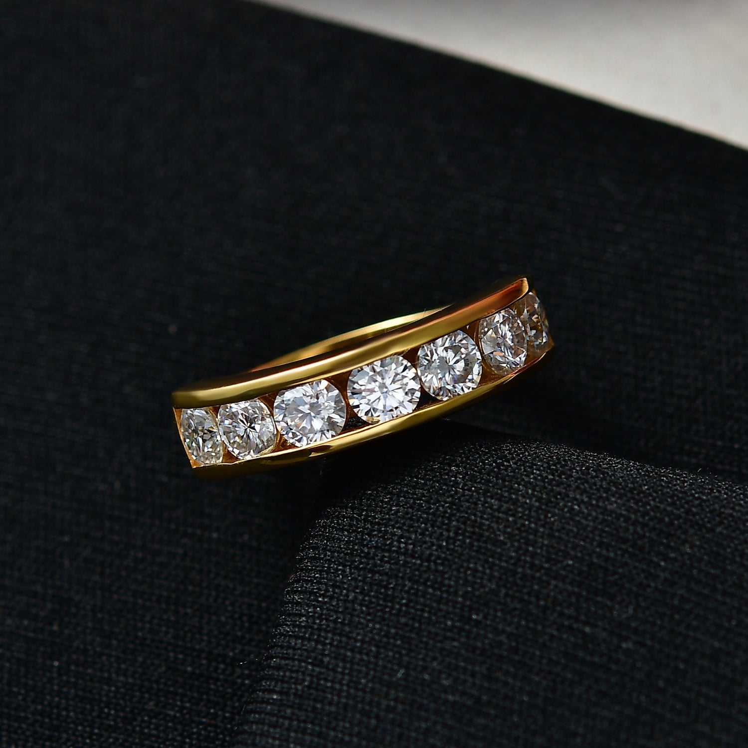 D'Joy Moissanite Half Eternity Band Ring in Yellow Gold Plated Sterling Silver 1.65 Ct. V32529145 3