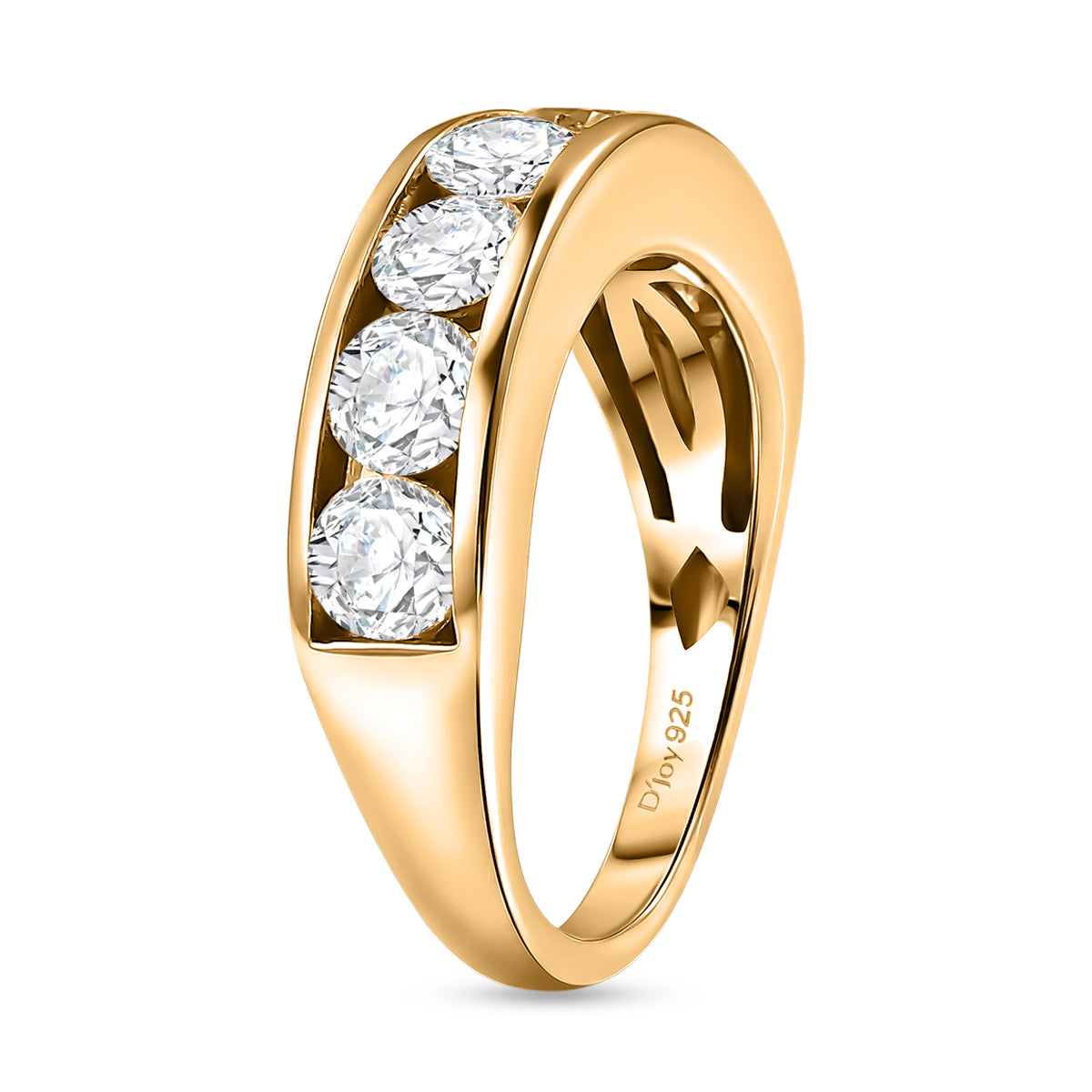 D'Joy Moissanite Half Eternity Band Ring in Yellow Gold Plated Sterling Silver 1.65 Ct. V32529145 4
