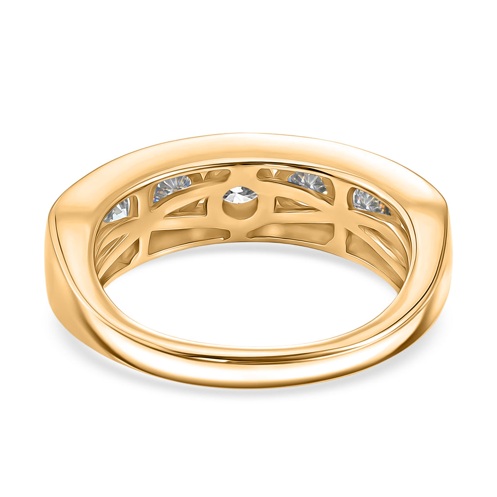 D'Joy Moissanite Half Eternity Band Ring in Yellow Gold Plated Sterling Silver 1.65 Ct._8518771_4