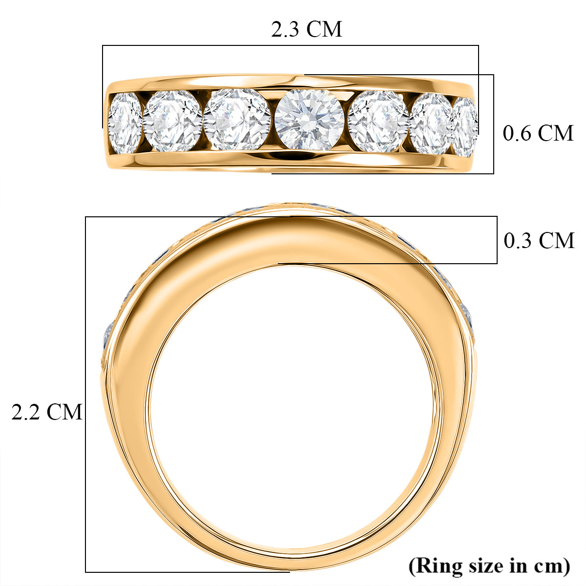 D'Joy Moissanite Half Eternity Band Ring in Yellow Gold Plated Sterling Silver 1.65 Ct. V32529145 6