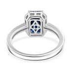 Royal Bali Collection - D'Joy Fissure Filled Blue Sapphire & Moissanite Halo Ring in Rhodium Overlay Sterling Silver 1.88 Ct._8518813_4