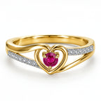 Royal Bali Collection - D'Joy African Ruby & Moissanite Solitaire Heart Ring in 18K Vermeil Yellow Gold Plated Sterling Silver_8518841