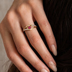 Royal Bali Collection - D'Joy African Ruby & Moissanite Solitaire Heart Ring in 18K Vermeil Yellow Gold Plated Sterling Silver_8518841_1