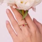 Royal Bali Collection - D'Joy African Ruby & Moissanite Solitaire Heart Ring in 18K Vermeil Yellow Gold Plated Sterling Silver_8518841_2