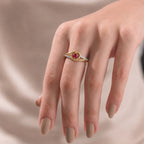 Royal Bali Collection - D'Joy African Ruby & Moissanite Solitaire Heart Ring in 18K Vermeil Yellow Gold Plated Sterling Silver_8518841_6