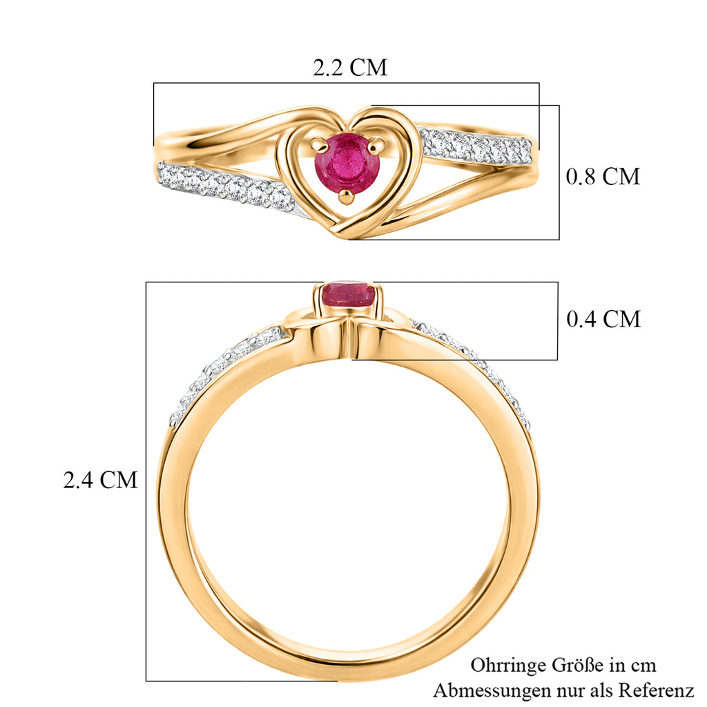 Royal Bali Collection - D'Joy African Ruby & Moissanite Solitaire Heart Ring in 18K Vermeil Yellow Gold Plated Sterling Silver_8518841_7