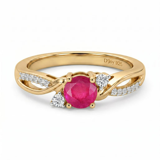 D'Joy - African Ruby & Moissanite Ring in 18K Vermeil Yellow Gold Plated Sterling Silver_8518891